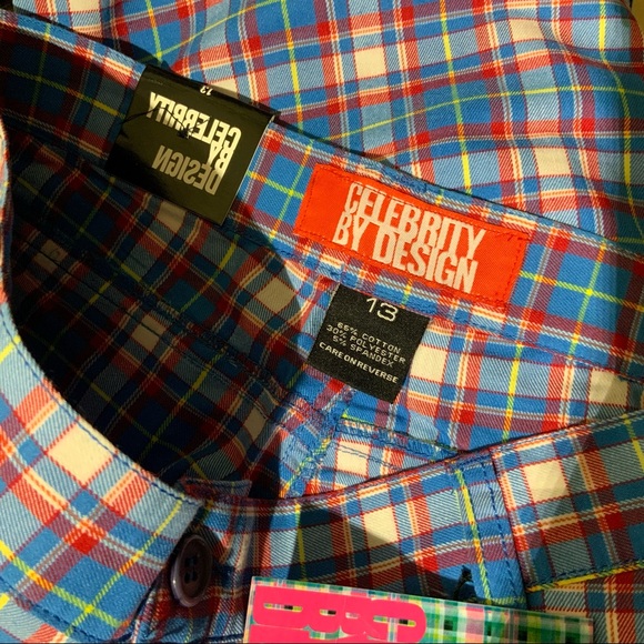 BLUE PLAID PANTS NEW Celebrity Design Sz 13 - Picture 3 of 6